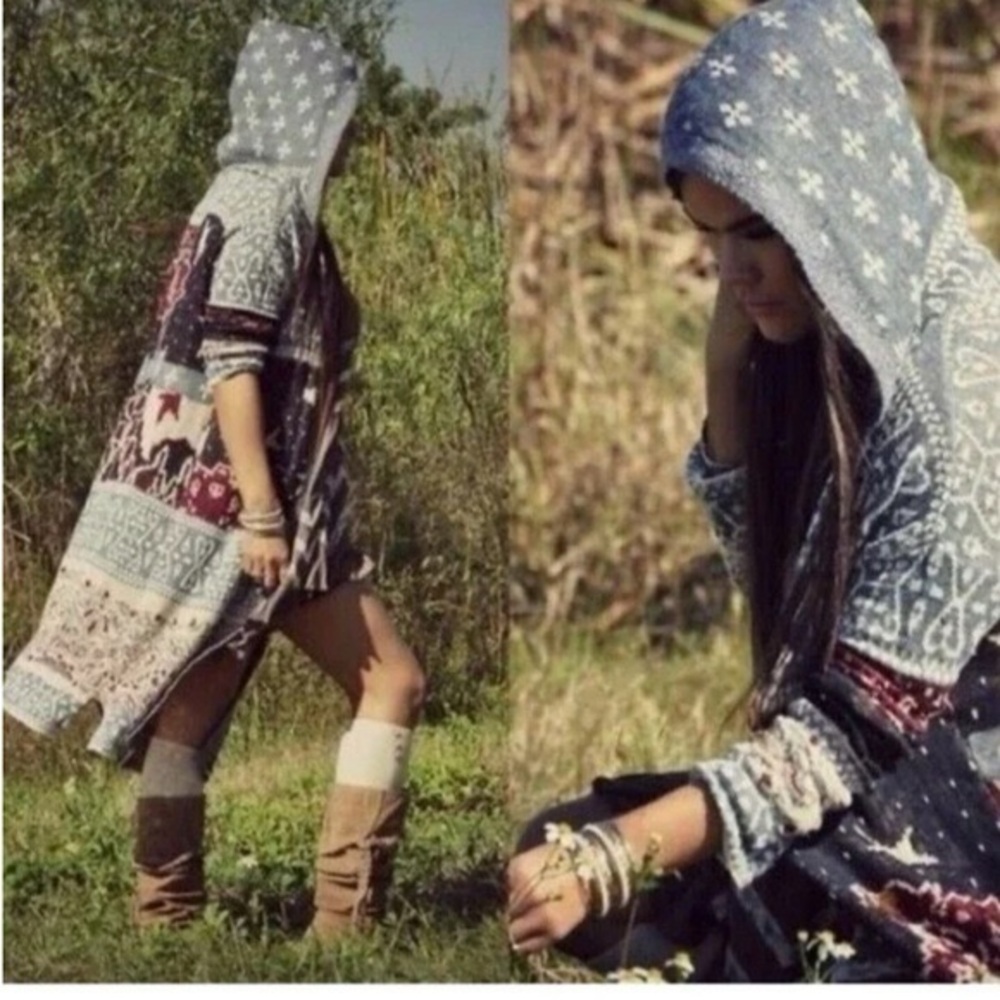 FREE PEOPLE 🇺🇸 Americana Star Pattern Hooded Cardigan Sweater - Picture 5 of 13